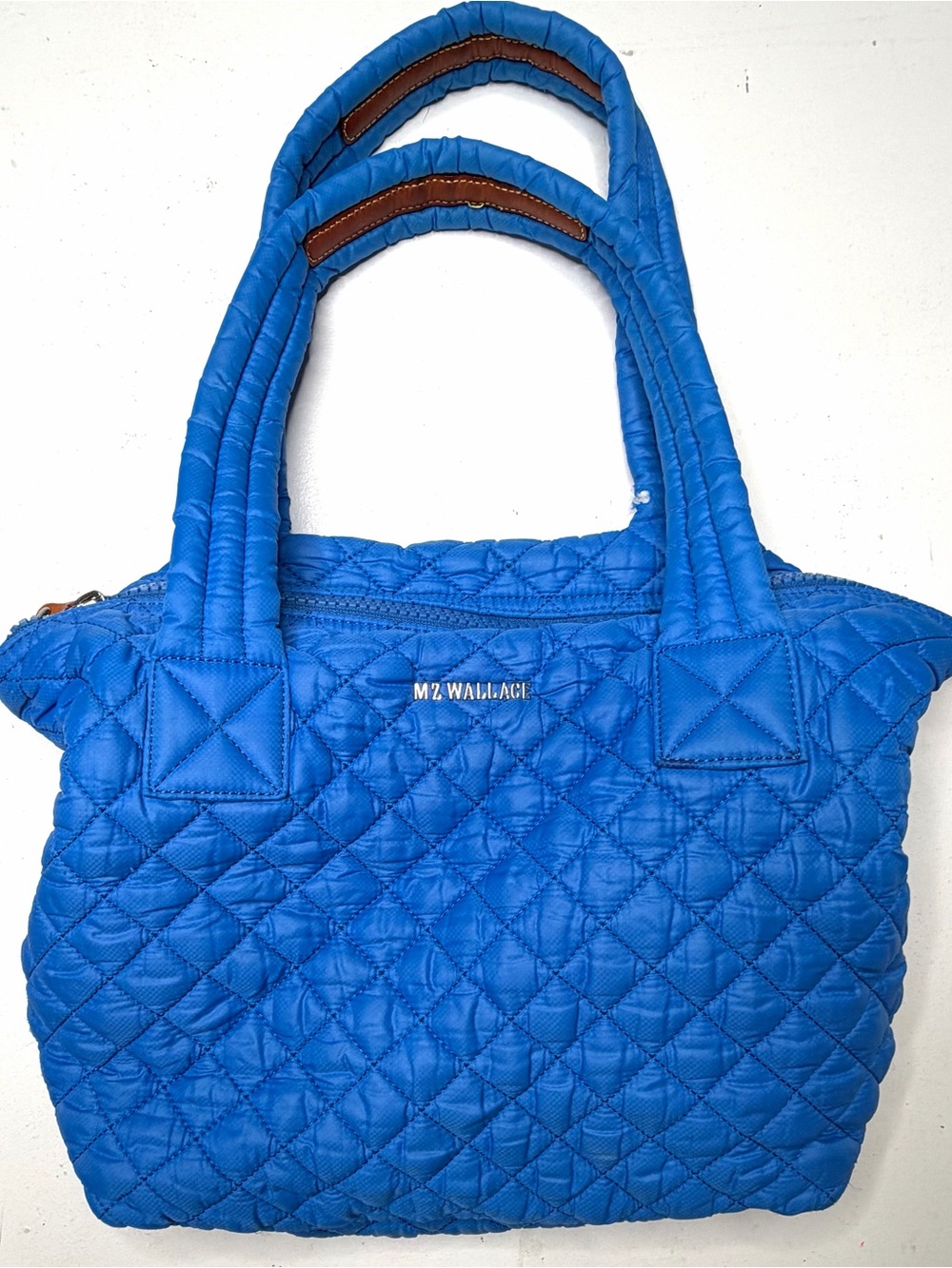 MZ Wallace Electric Blue Quilted Small Sutton Deluxe Tote Crossbody Bag